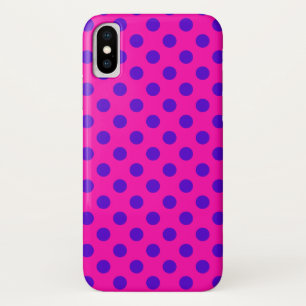 Blue polka dots on fuchsia Case-Mate iPhone case