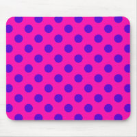Blue polka dots on fuchsia