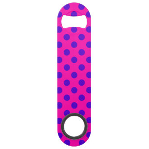 Blue polka dots on fuchsia speed bottle opener