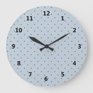 Blue Polka Dots on Lighter Blue Large Clock