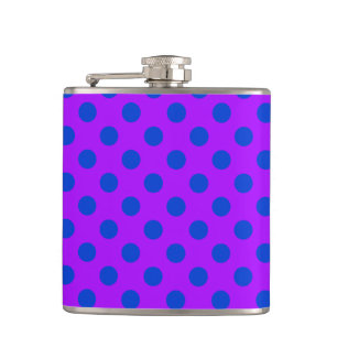 Blue polka dots on purple hip flask