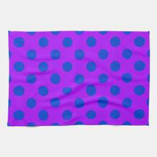 Blue polka dots on purple kitchen towel