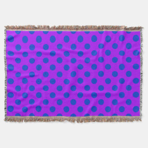 Blue polka dots on purple throw blanket