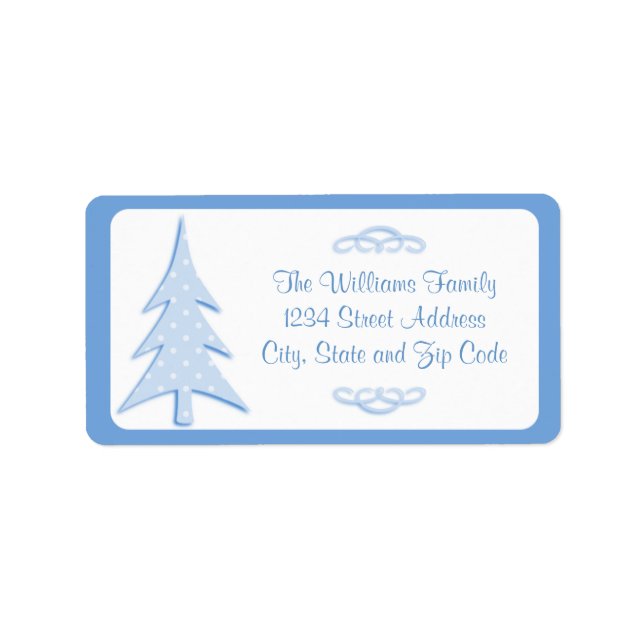 Blue Polka Dots Pattern Christmas Tree Label (Front)