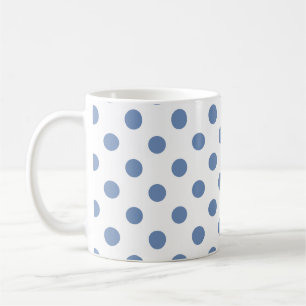 Blue Polka Dots Pattern on White Background  Coffee Mug