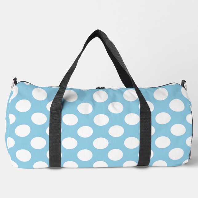 Blue Polka Dots, Polka Dot Pattern, Dots, Dotted Duffle Bag (Front)