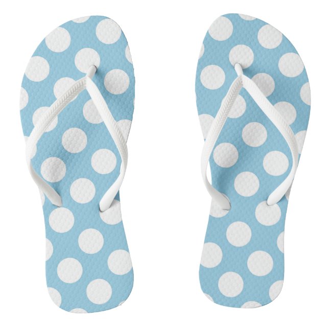 Blue Polka Dots, Polka Dot Pattern, Dots, Dotted Flip Flops (Footbed)