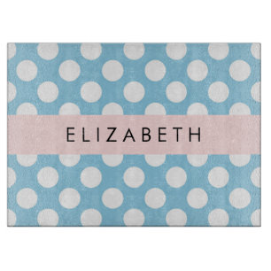 Blue Polka Dots, Polka Dot Pattern, Your Name Cutting Board