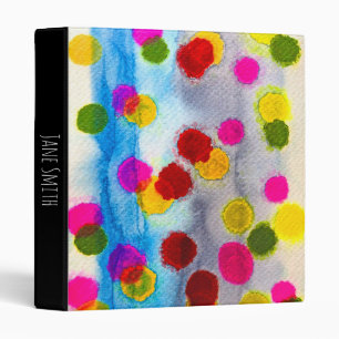 Blue polka dots watercolor abstract binder
