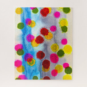 Blue polka dots watercolor abstract jigsaw puzzle