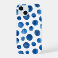 Blue polka dots. Watercolor navy nautical pattern