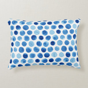 Blue polka dots, watercolor seamless pattern. accent pillow