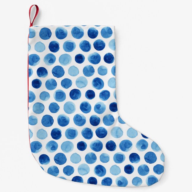 Blue polka dots, watercolor seamless pattern. small christmas stocking (Front)