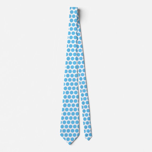 Blue Polka Dots White Gift Favour Elegant Classy Tie (Front)