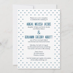 Blue Polka Dots with 4 Sets of Parents Reception Invitation
