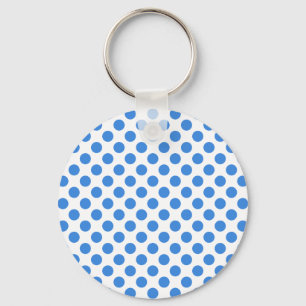 Blue Polka Dots with Customizable Background Keychain