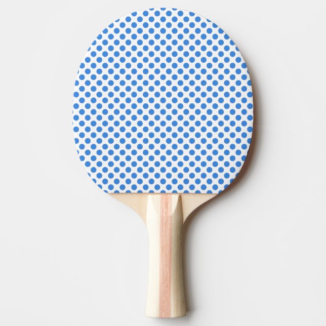 Blue Polka Dots with Customizable Background Ping Pong Paddle (Front)