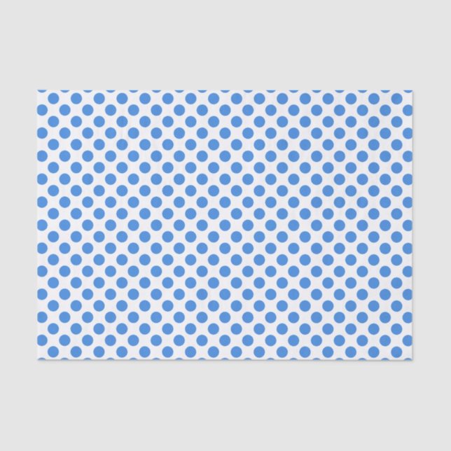 Blue Polka Dots with Customizable Background Tissue Paper (Front)