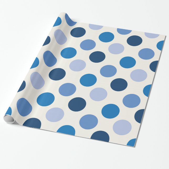 Blue Polka Dots Wrapping Paper (Unrolled)
