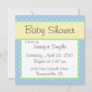 Blue Polka Dotty Baby Shower Invitation