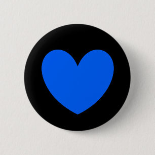 Blue polka hearts on black 2 inch round button