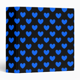 Blue polka hearts on black binder