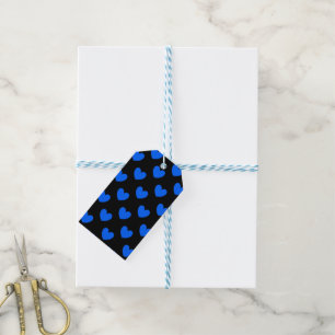 Blue polka hearts on black gift tags