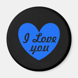 Blue polka hearts on black magnet