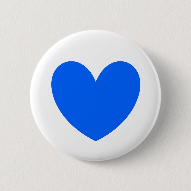Blue polka hearts on white 2 inch round button (Front)