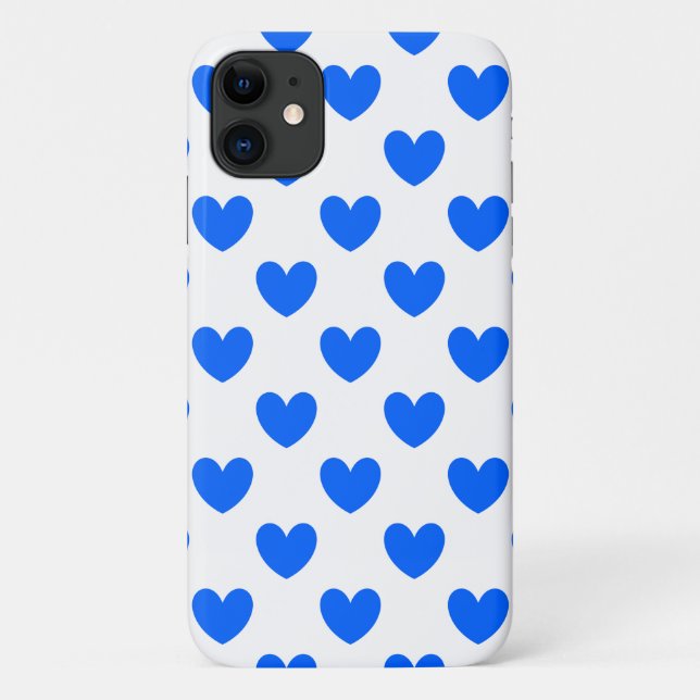 Blue polka hearts on white Case-Mate iPhone case (Back)