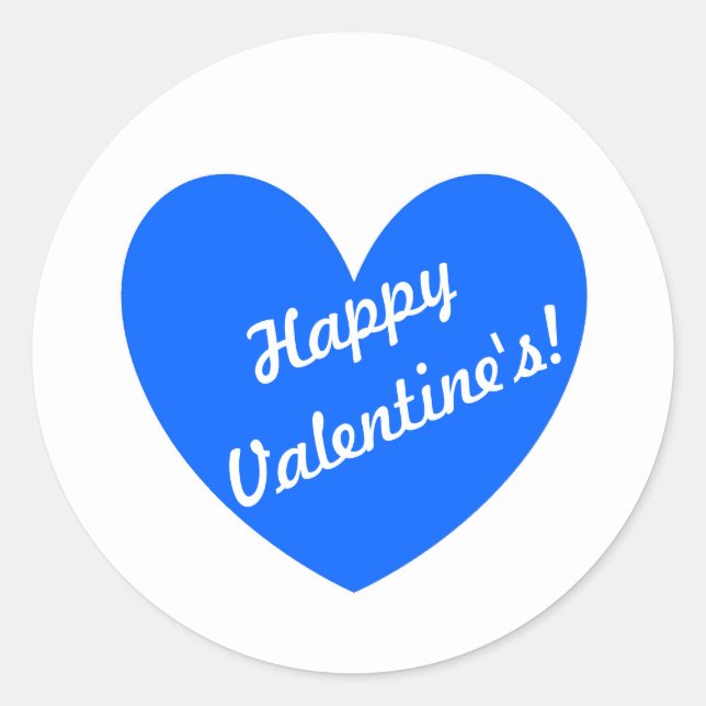 Blue polka hearts on white classic round sticker (Front)
