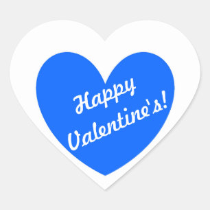Blue polka hearts on white heart sticker