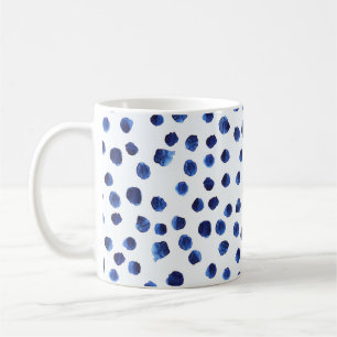 Blue Polka: Watercolor Dot Seamless. Coffee Mug