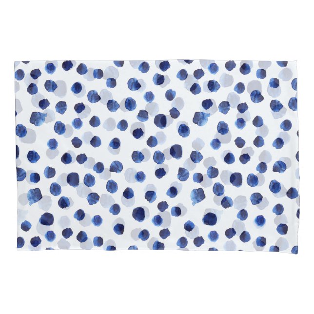 Blue Polka: Watercolor Dot Seamless. Pillowcase (Front)