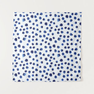 Blue Polka: Watercolor Dot Seamless. Tapestry
