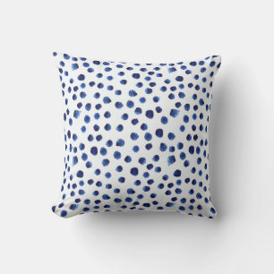 Blue Polka: Watercolor Dot Seamless. Throw Pillow