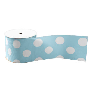 Blue Polkadot Girly Modern Cute Grosgrain Ribbon