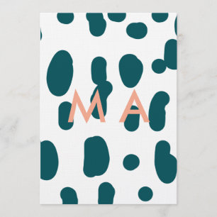 Blue polkadot orange pastel monogram man letter pa invitation