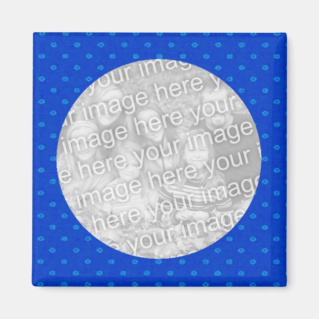 Blue Polkadot Photo Magnet Template (Front)