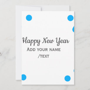 Blue polkadots happy new year add name messasimple holiday card