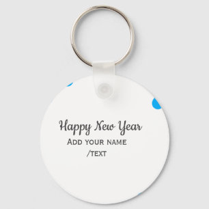 Blue polkadots happy new year add name messasimple keychain