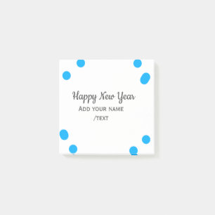 Blue polkadots happy new year add name messasimple post-it notes