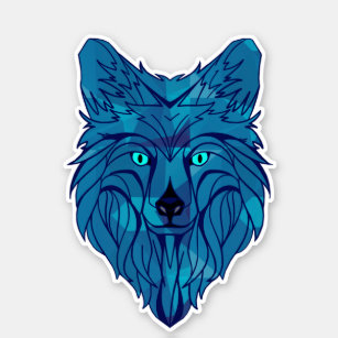 Blue Poly Wolf Head