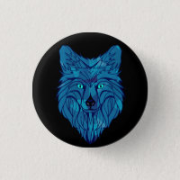 Blue Poly Wolf Head
