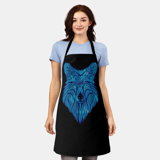 Blue Poly Wolf Head Apron (Worn)