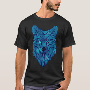Blue Poly Wolf Head T-Shirt
