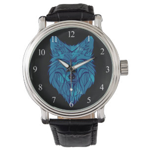 Blue Poly Wolf Head Watch