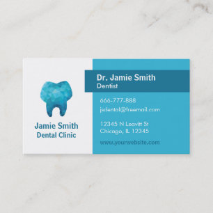 Blue Polygon Molar Tooth Dentist Business Cards