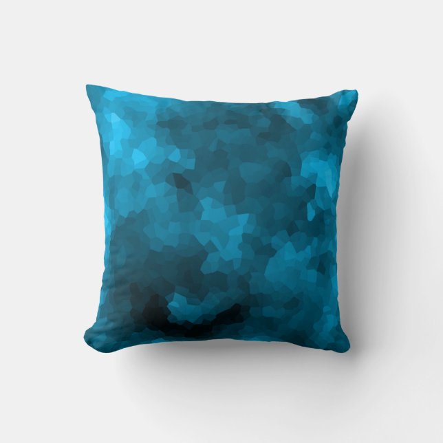 Blue polygonal throw pillow (Front)