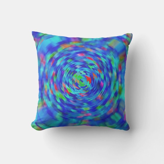 Blue Pond Ripple Outdoor Pillow (Front)